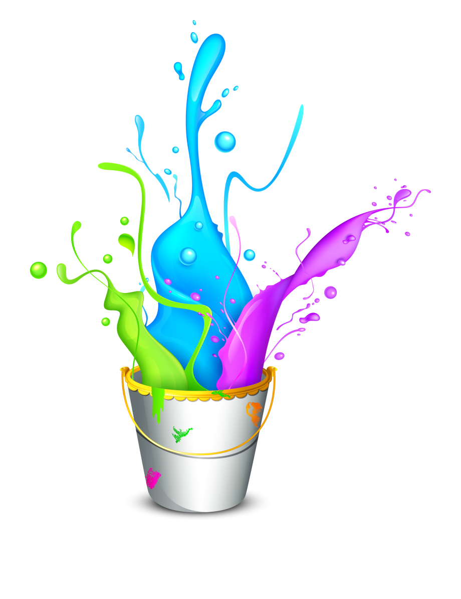 Paint Wallpaper Bucket Colorful Holi Free Frame Clipart.