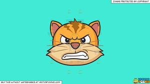 Clipart: A Furious Cat on a Solid Turquiose 41Ead4 Background.