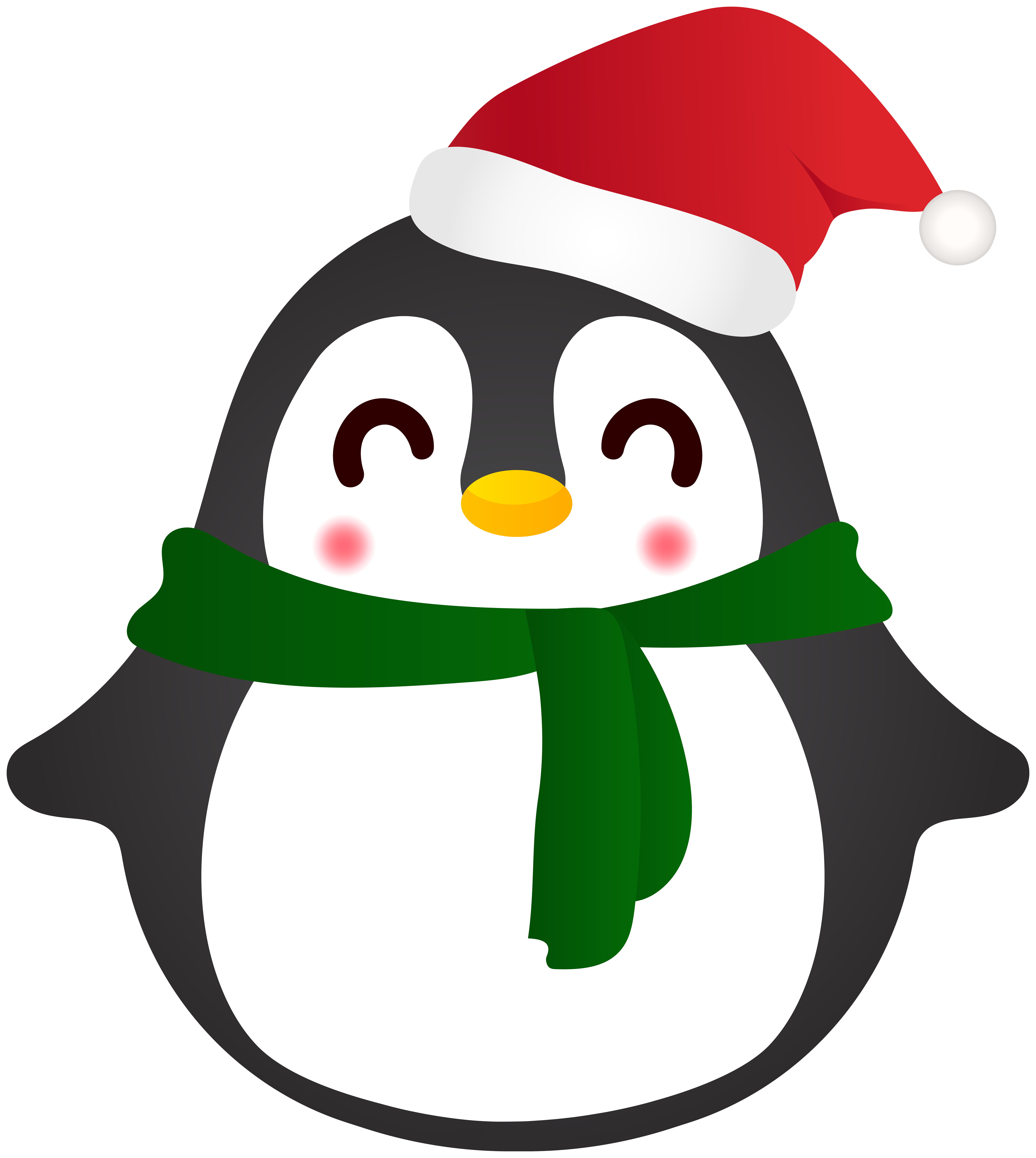 Cute Christmas Penguin PNG Clipart.