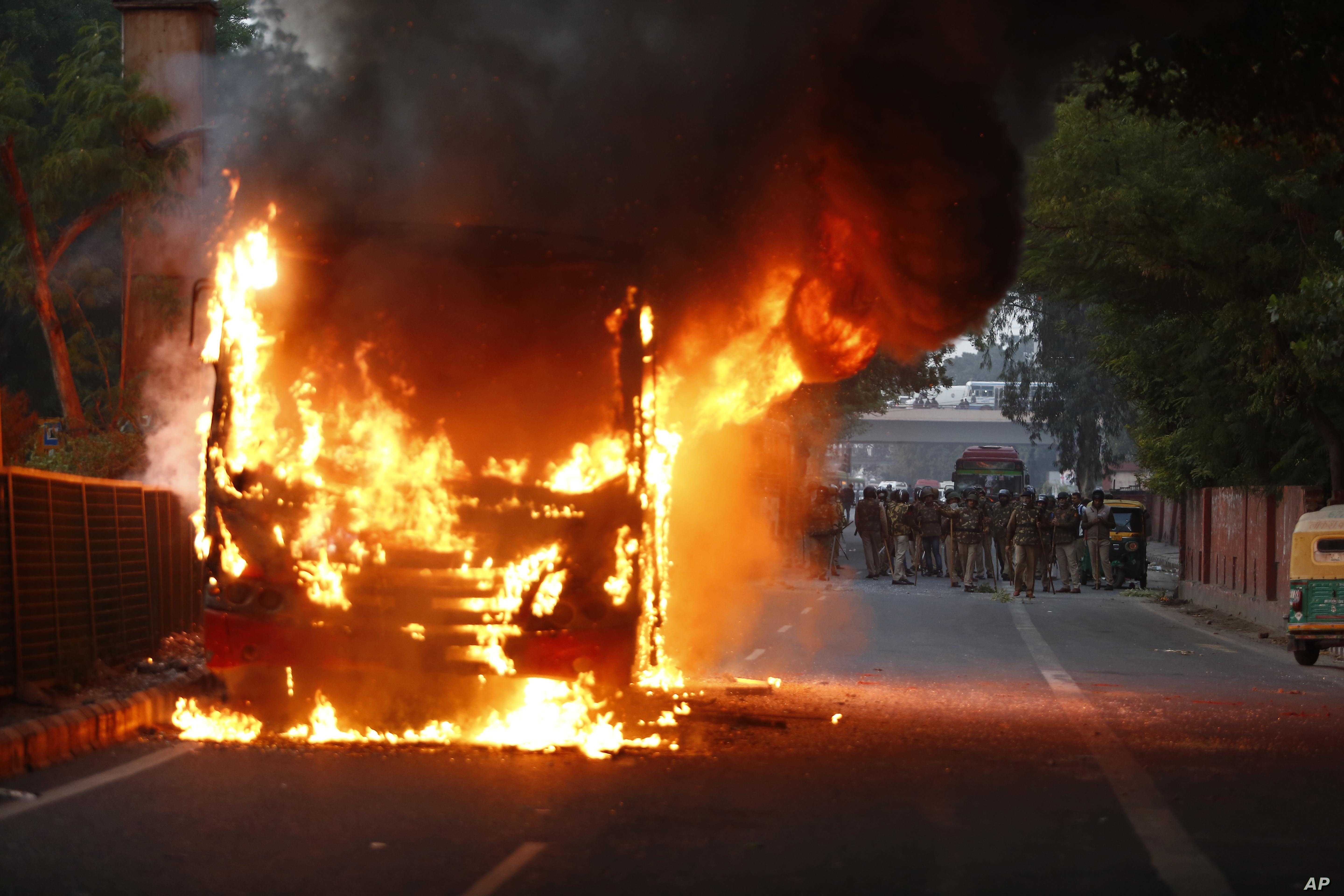 Protests in New Delhi Against New India Citizenship Law Turn.