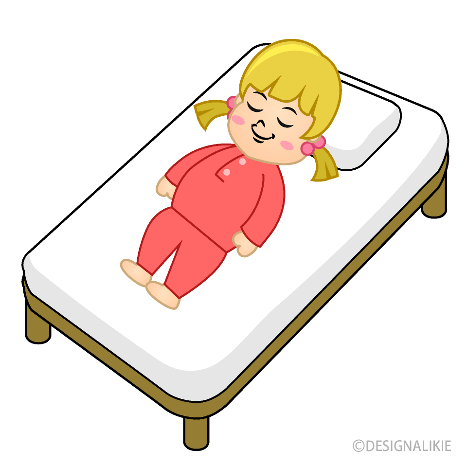Free Girl Sleeping in Bed Clipart Image｜Illustoon.