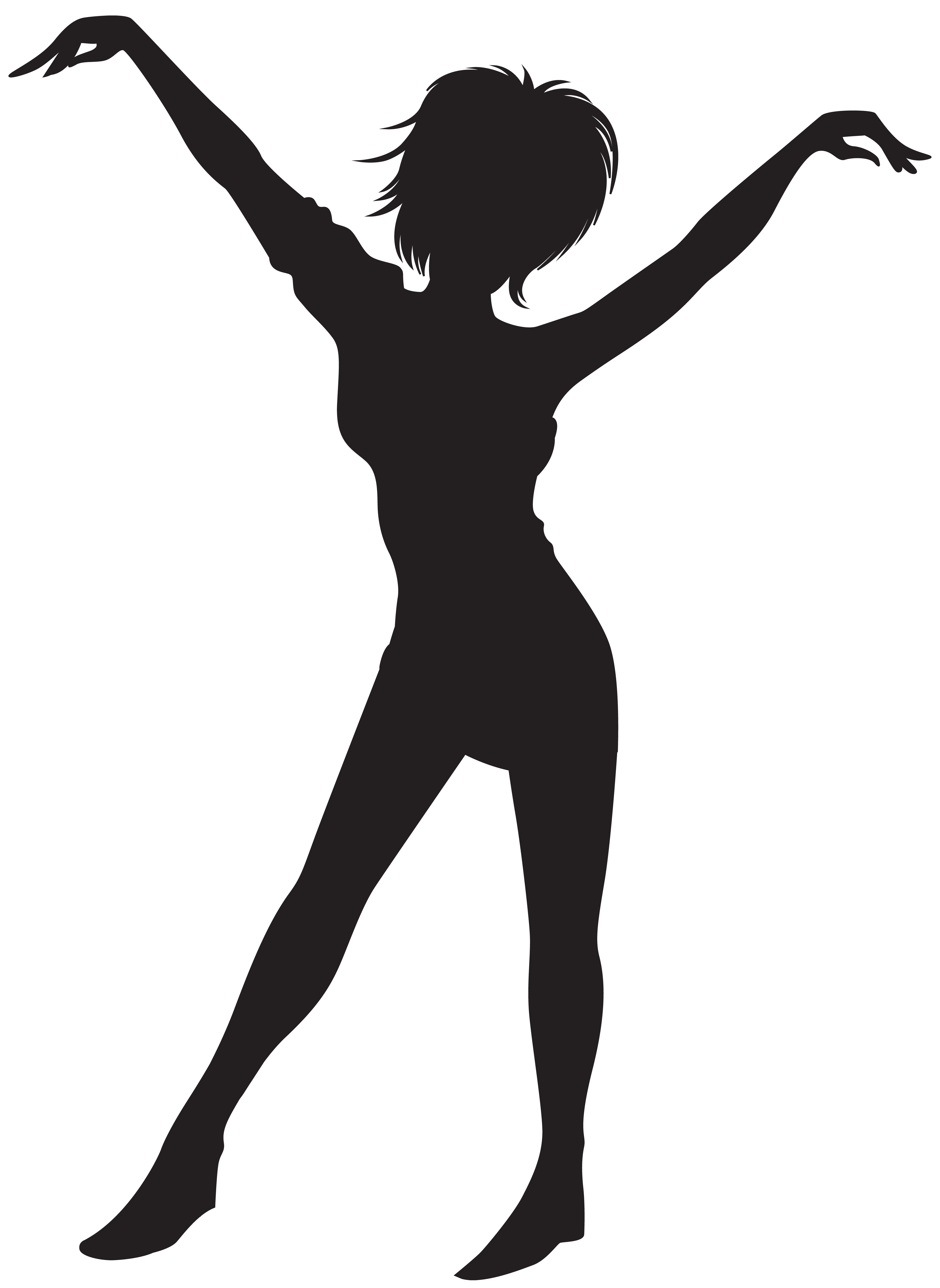 Dancing Girl Silhouette Clip Art PNG Image.