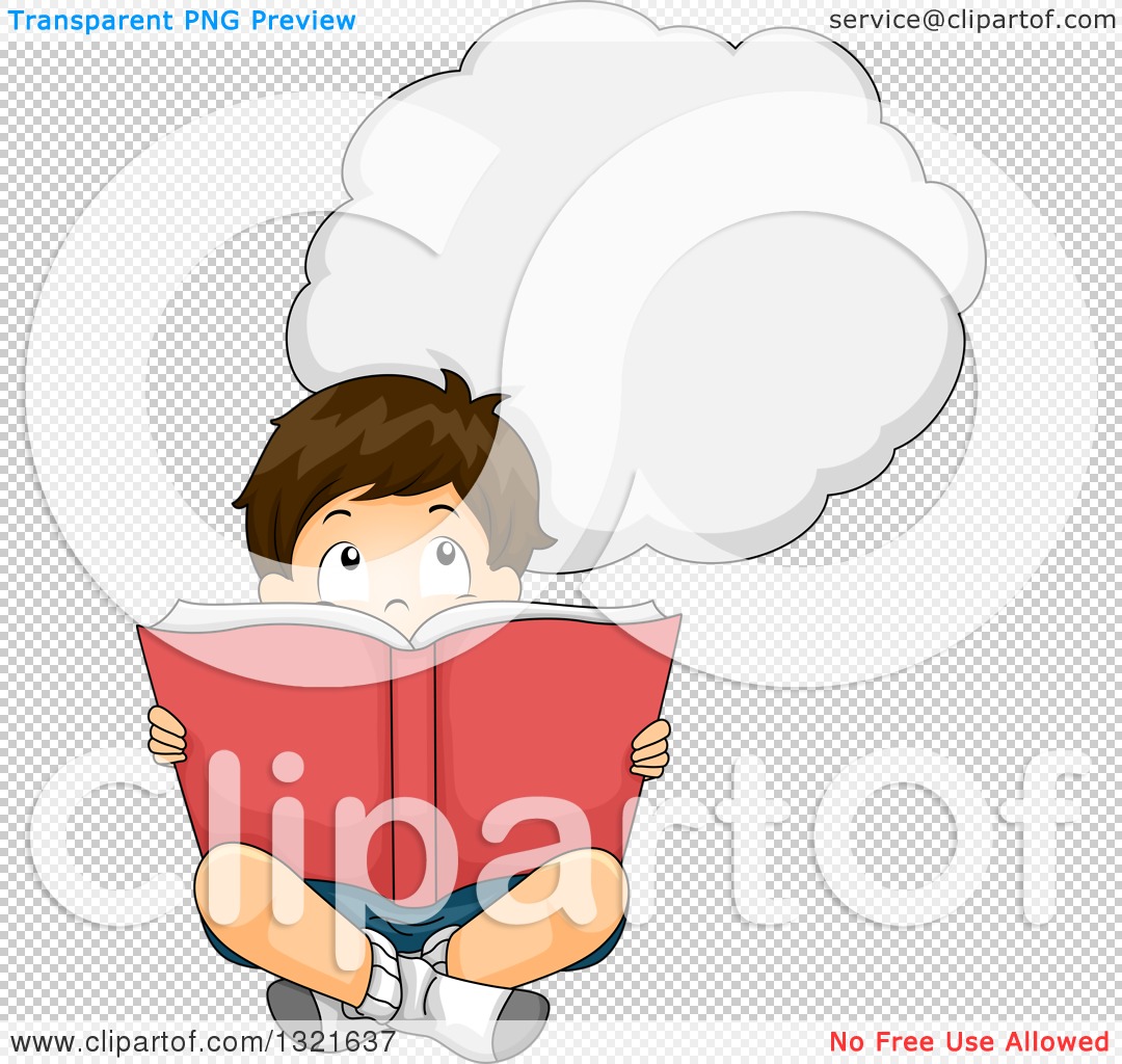 Clipart of a Thinking Brunette White Boy Sitting on the Floor and.