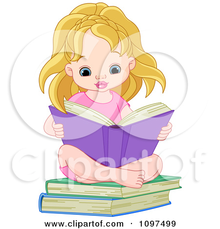 Clipart Girl Sitting On The Floor And Reading A Book.