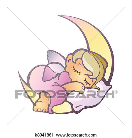 Newborn girl sleeping Clipart.