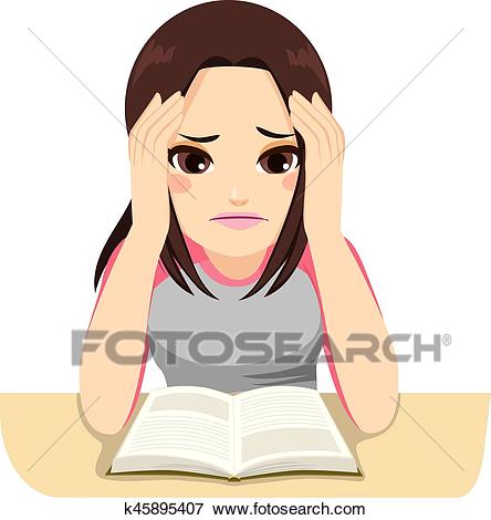 Girl Studying Clipart 3.