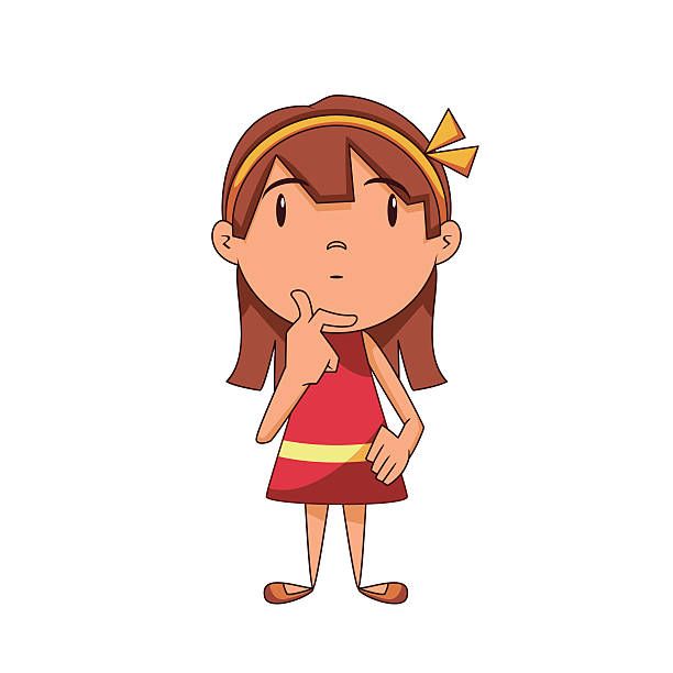 Child thinking girl thinking clipart pencil and in color.
