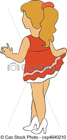 Vector Clipart of girl walking color.