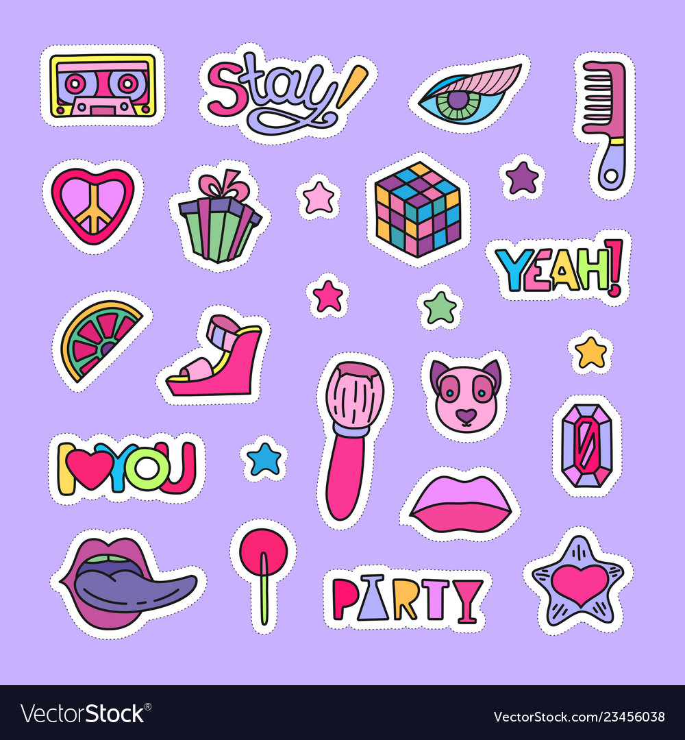 Doodle girly party and celebration clipart.