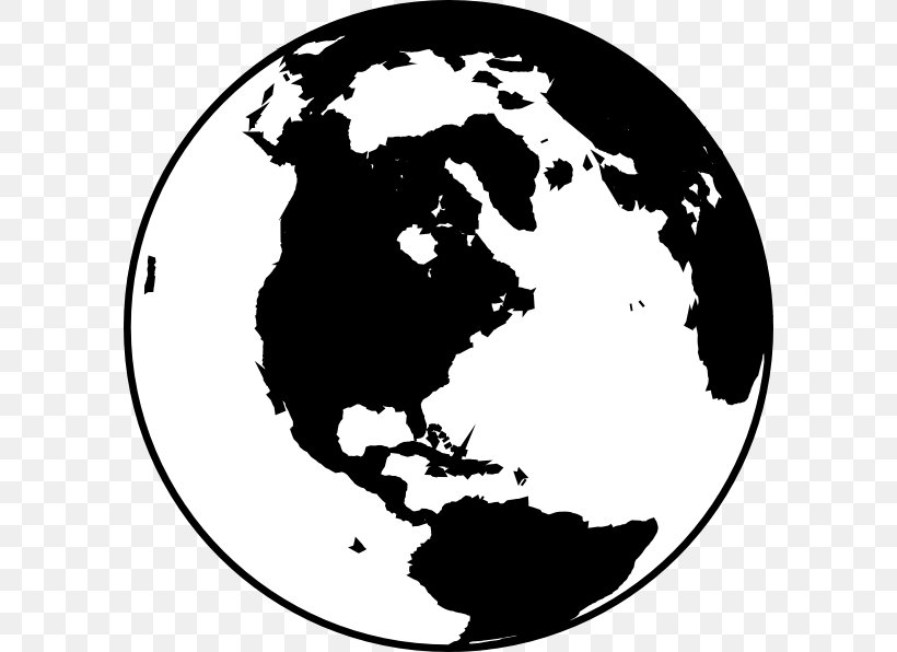 Globe Black And White World Clip Art, PNG, 594x596px, Globe.