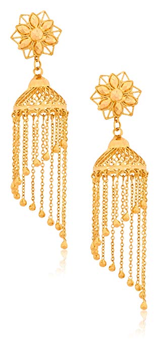 Senco Gold 22k (916) Yellow Gold Jhumki Earrings for Women.