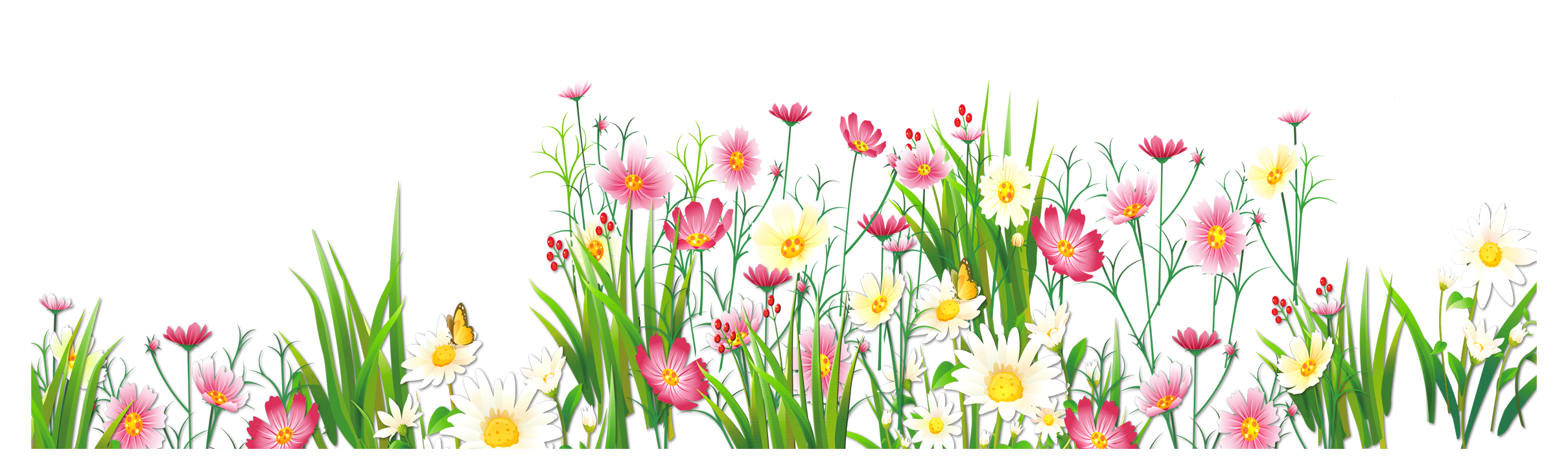 Flowers and Grass PNG Picture Clipart.