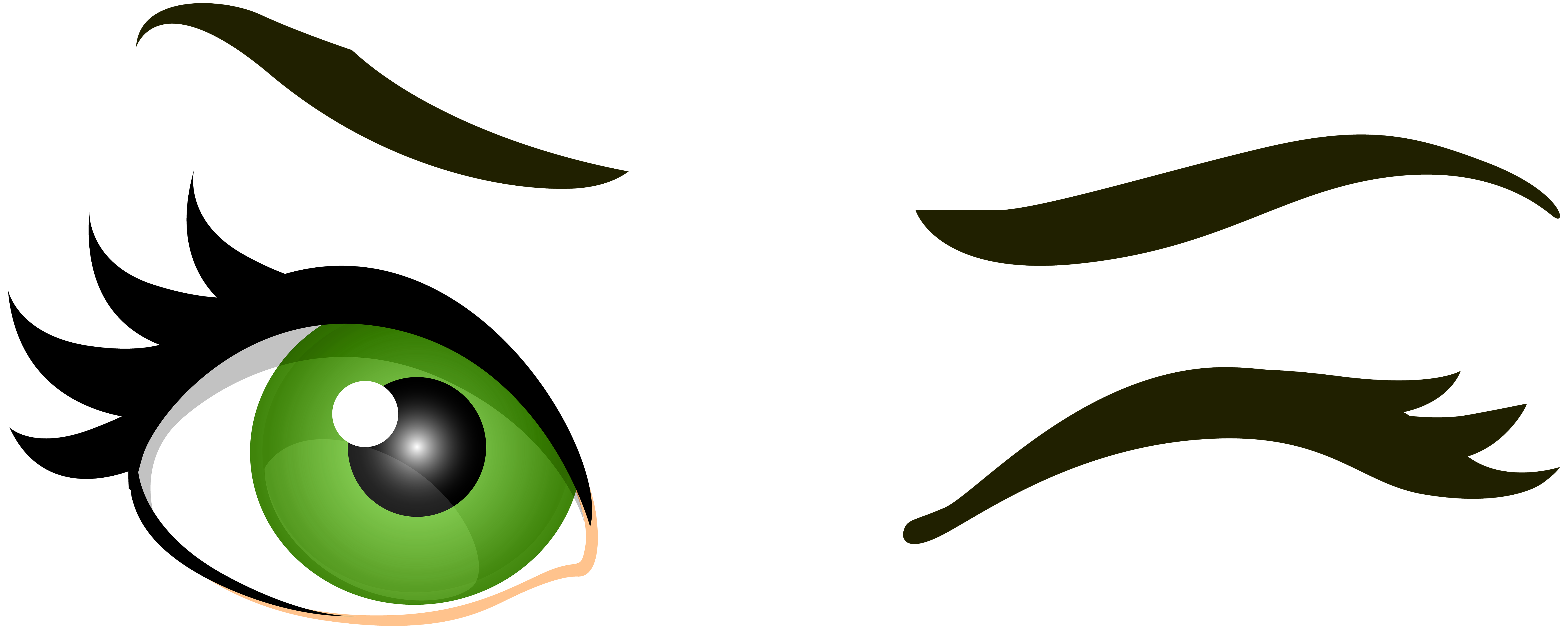 Green Winking Eyes PNG Clip Art.