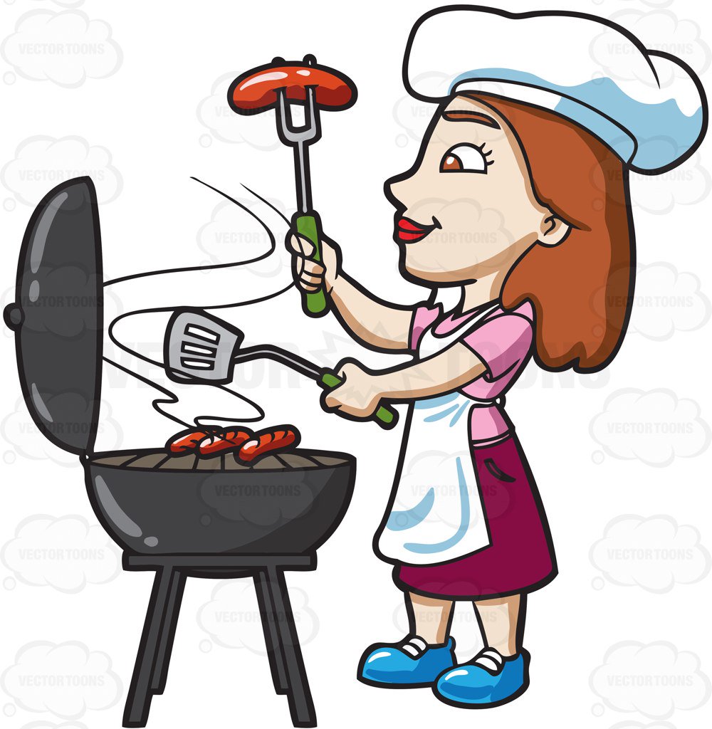 Woman grilling clipart » Clipart Station.