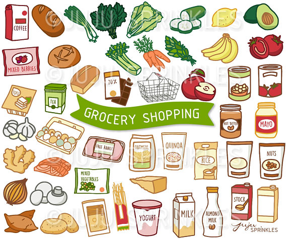 Grocery Clipart, Vegetable Clipart, Food Illustrations.