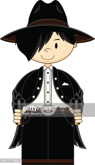 Cartoon Cowboy Gunslinger Clipart Image.