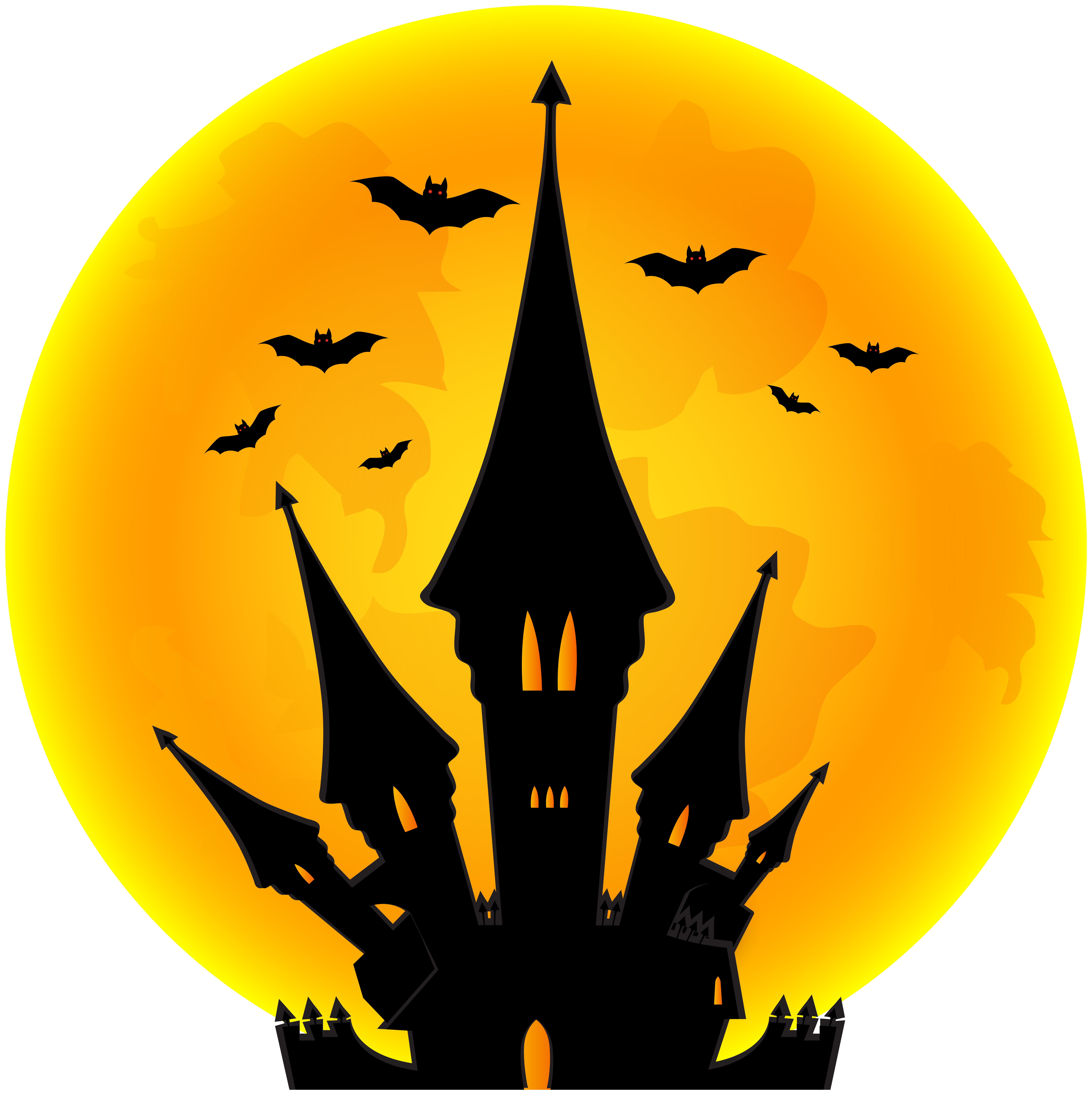 Halloween Moon and Castle PNG Clip Art Image.