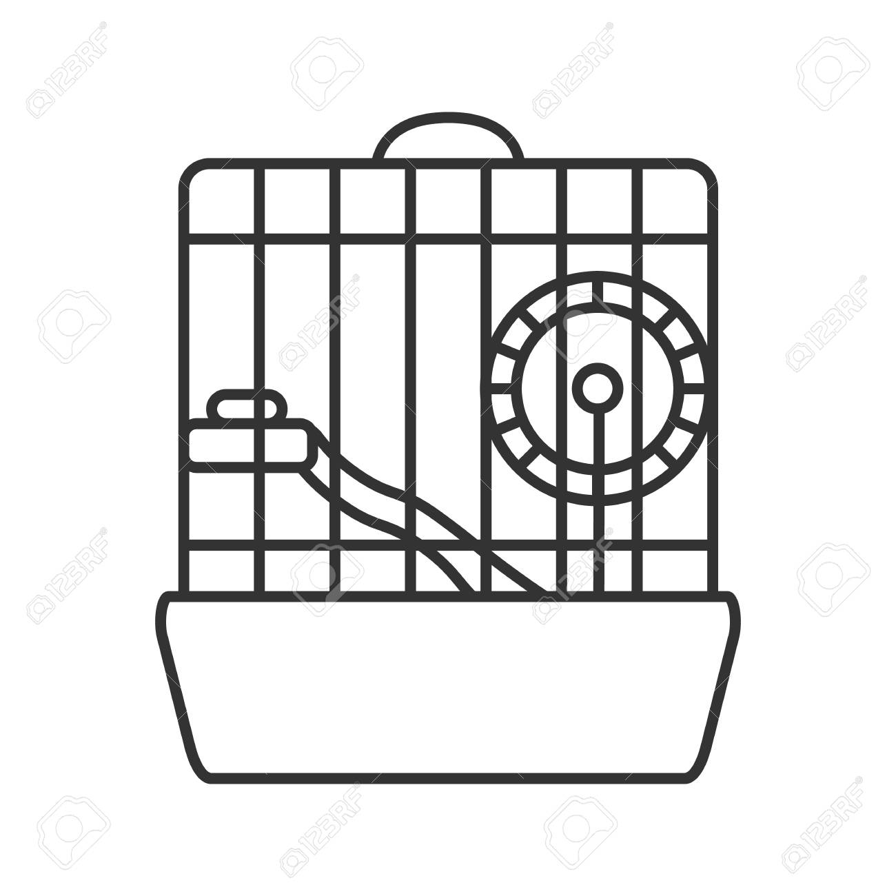 Hamster cage linear icon. Thin line illustration. Rodent wheel.
