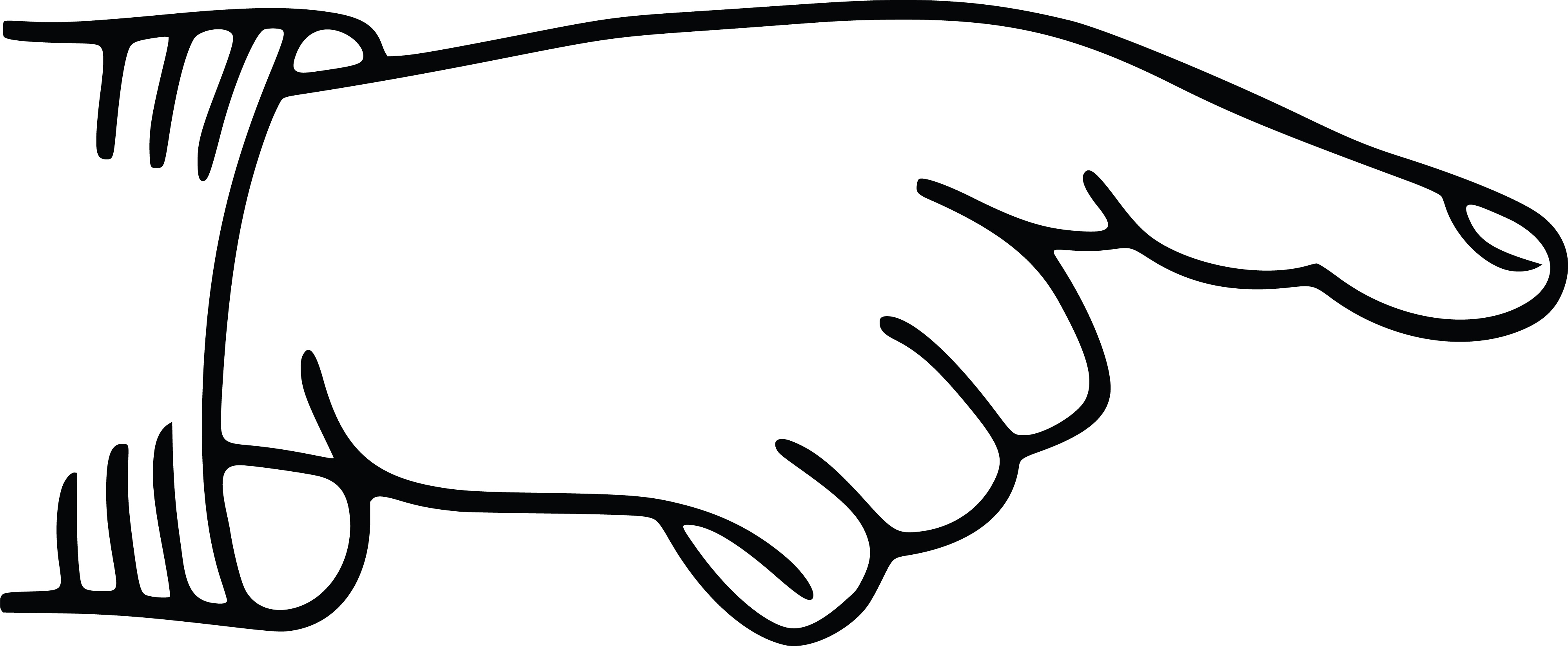 Clipart Of A Hand Pointing a Finger, Black White.