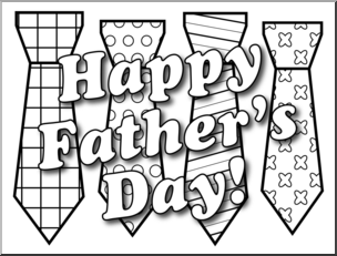 Clip Art: Happy Father\'s Day Ties B&W I abcteach.com.