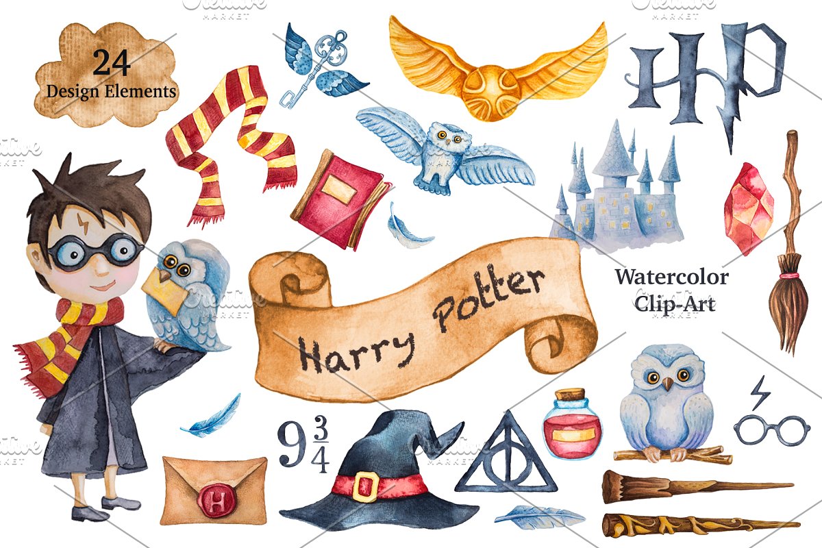 Harry Potter Watercolor Clip.