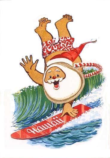 Christmas Hawaiian Santa Clipart.
