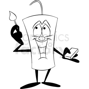 black and white cartoon dynamite character lighting his wick clipart.  Royalty.