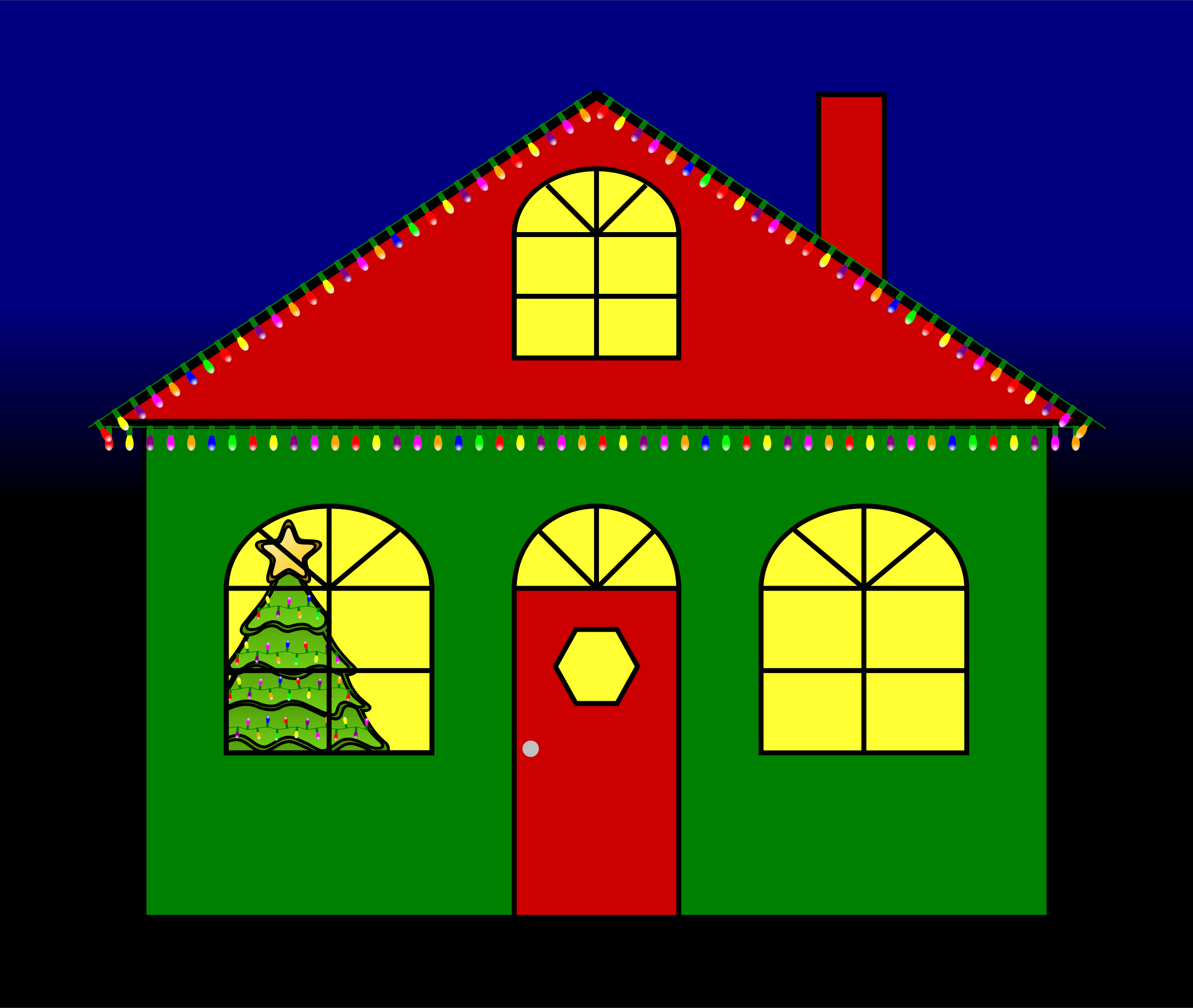House With Christmas Lights Clipart.
