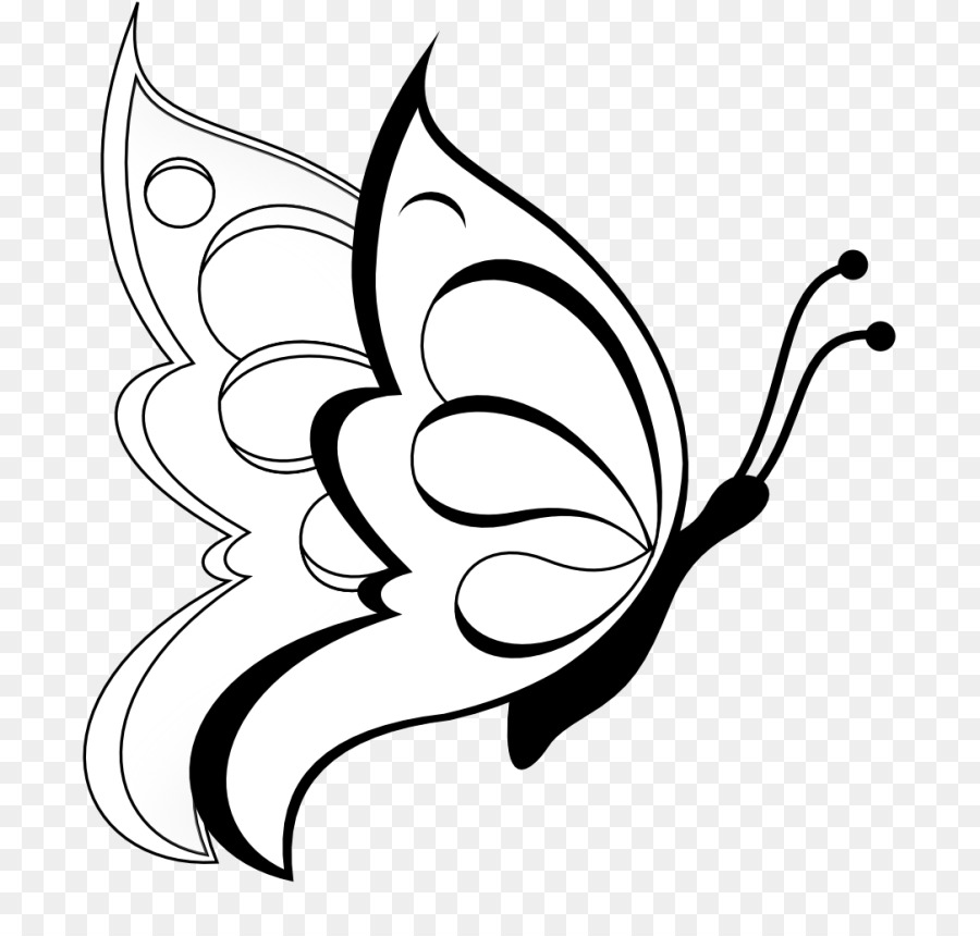 Butterfly Black And White clipart.