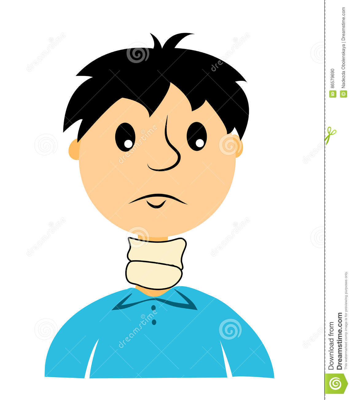 The Boy Is Hurt By A Throat Stock Vector.