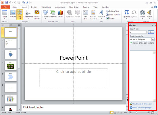 clipart in powerpoint 2013.