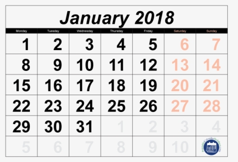Free January 2018 Clip Art with No Background.