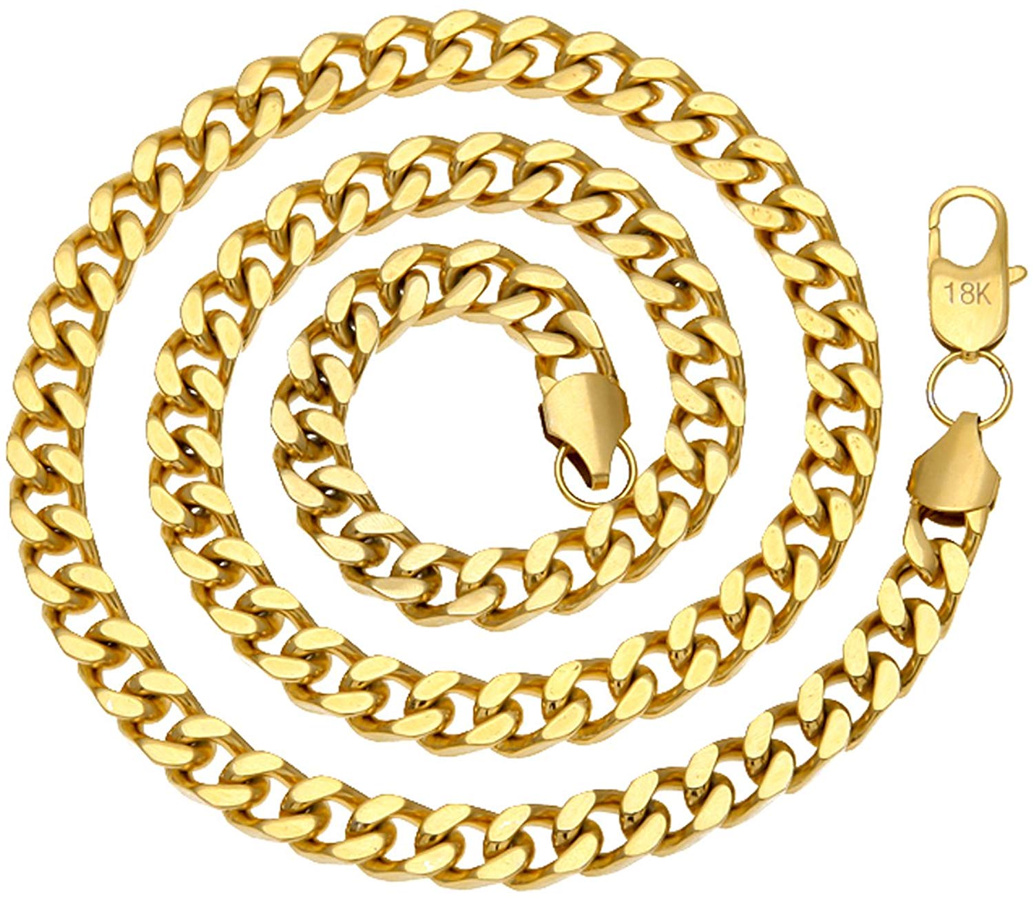 Hollywood Jewelry Necklace Chain [ 5mm Cuban Link Chain ] up to 20X More  18k Plating Than Other Gold Chains.