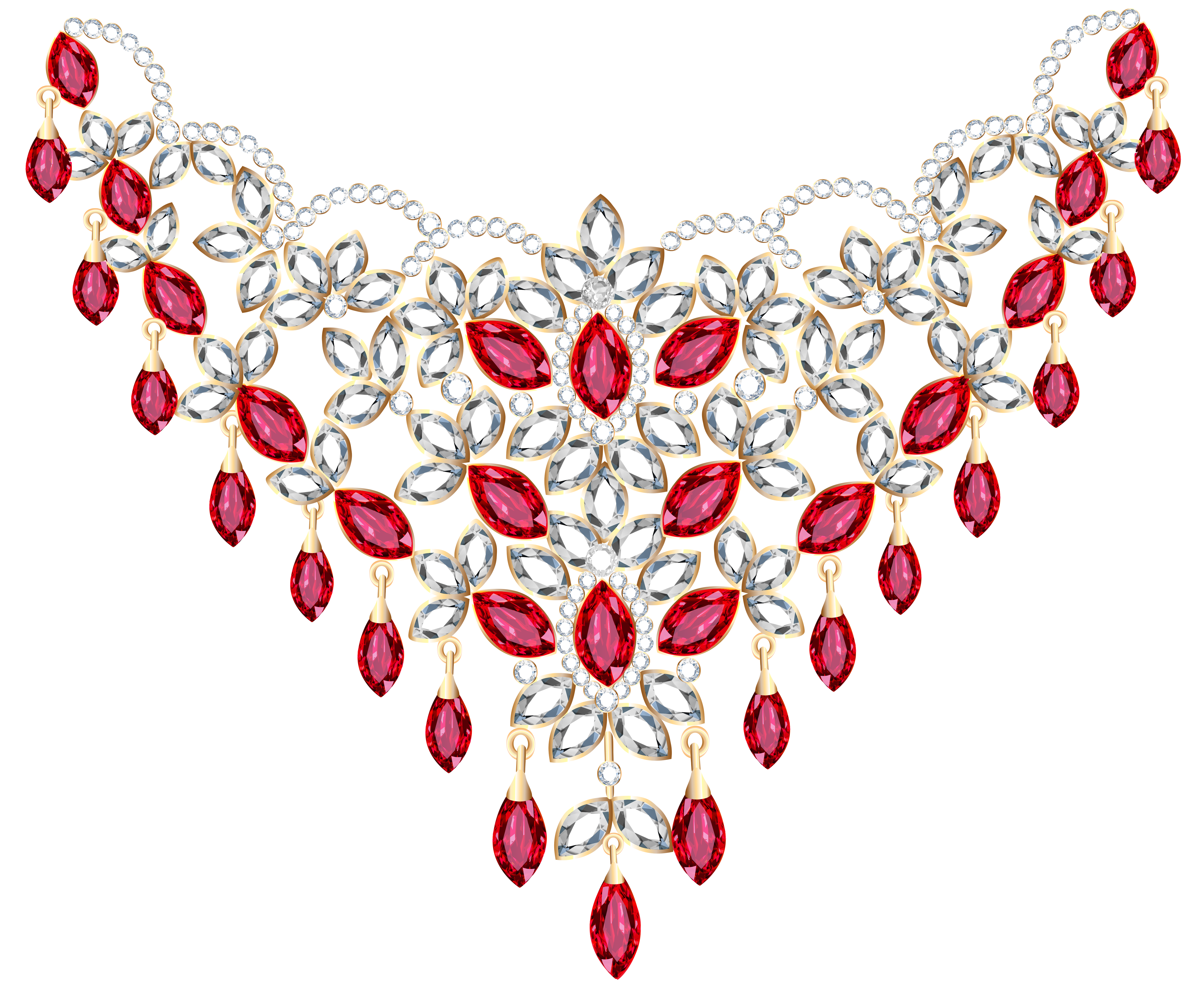 Transparent Diamond and Ruby Necklace PNG Clipart.