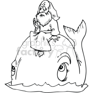 Jonah and the whale clipart. Royalty.