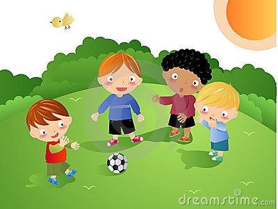 Kids Playing Football Clipart.