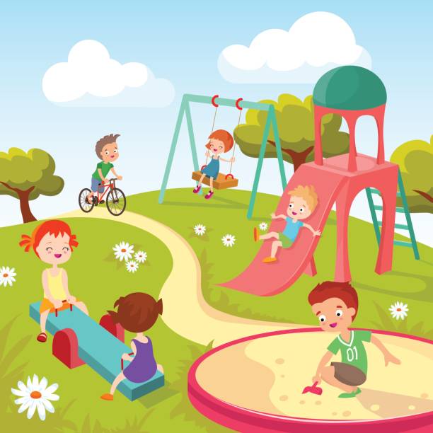 Kids Playing Outside Clipart