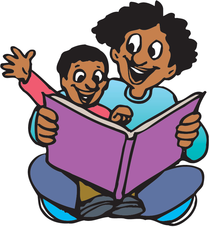 Kids Reading Together Clipart.