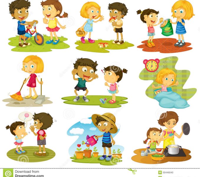 Kids Sharing Toys Clipart.