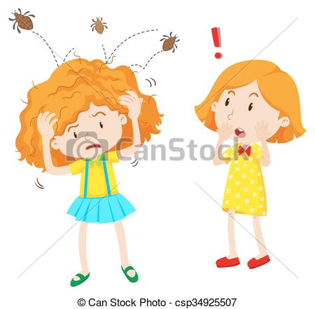 Girl with head lice jumping in her head.