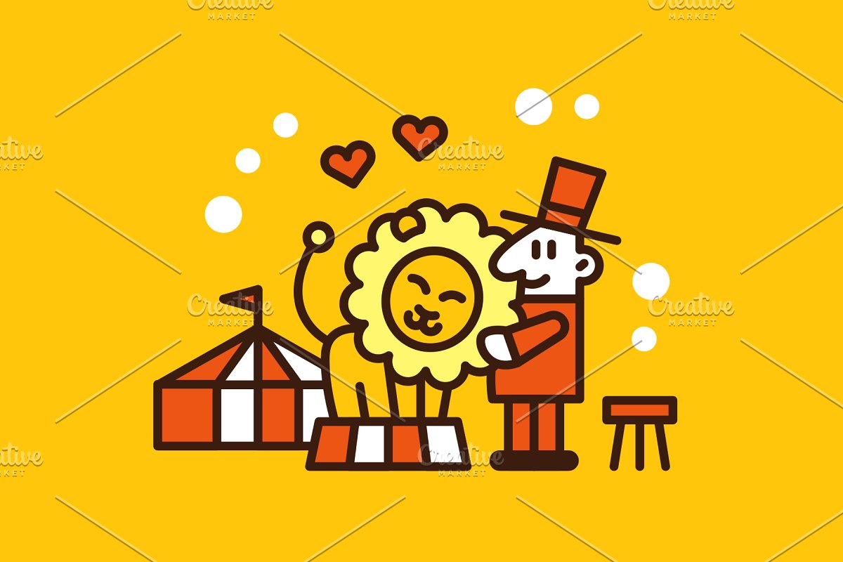 Circus Lion and Lions Tamer Clipart.