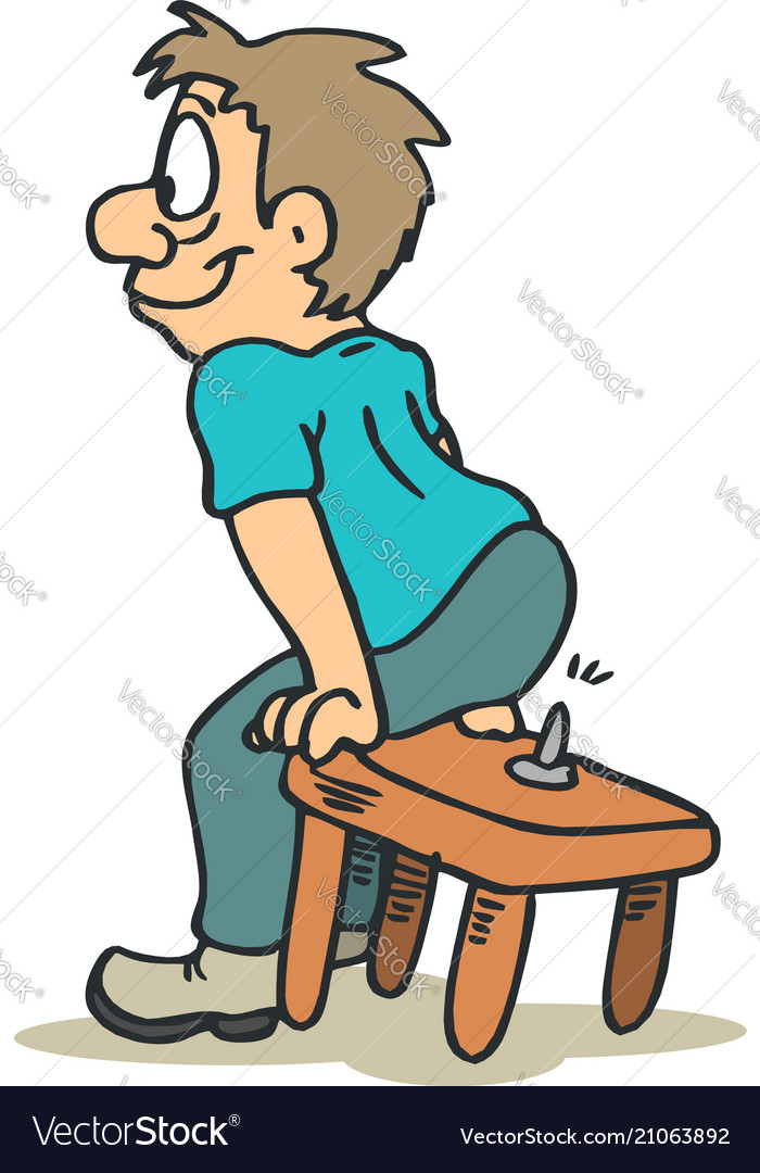 A man sitting on chair practical jokes clipart.