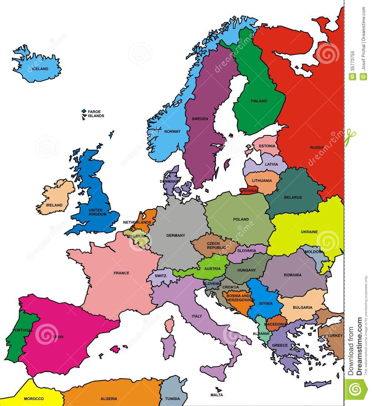 Europe Map Royalty Free Stock Photo.