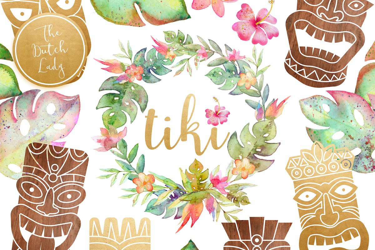 Hawaiian Tiki Mask Clipart Set ~ Illustrations ~ Creative Market.