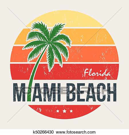 Miami beach Florida tee print with palm tree. T.