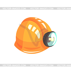 Orange miners helmet, mining industry equipment.