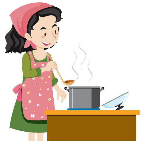 A Mother Cooking Soup.
