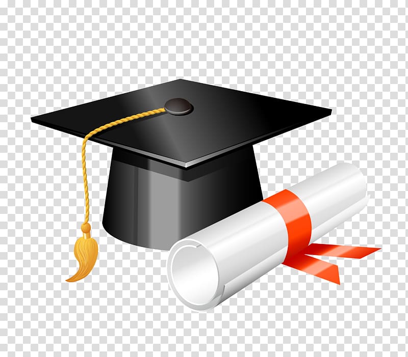 Mortar board and diploma illustration, Square academic cap.