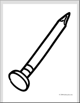 Clip Art: Basic Words: Nail (coloring page) I abcteach.com.