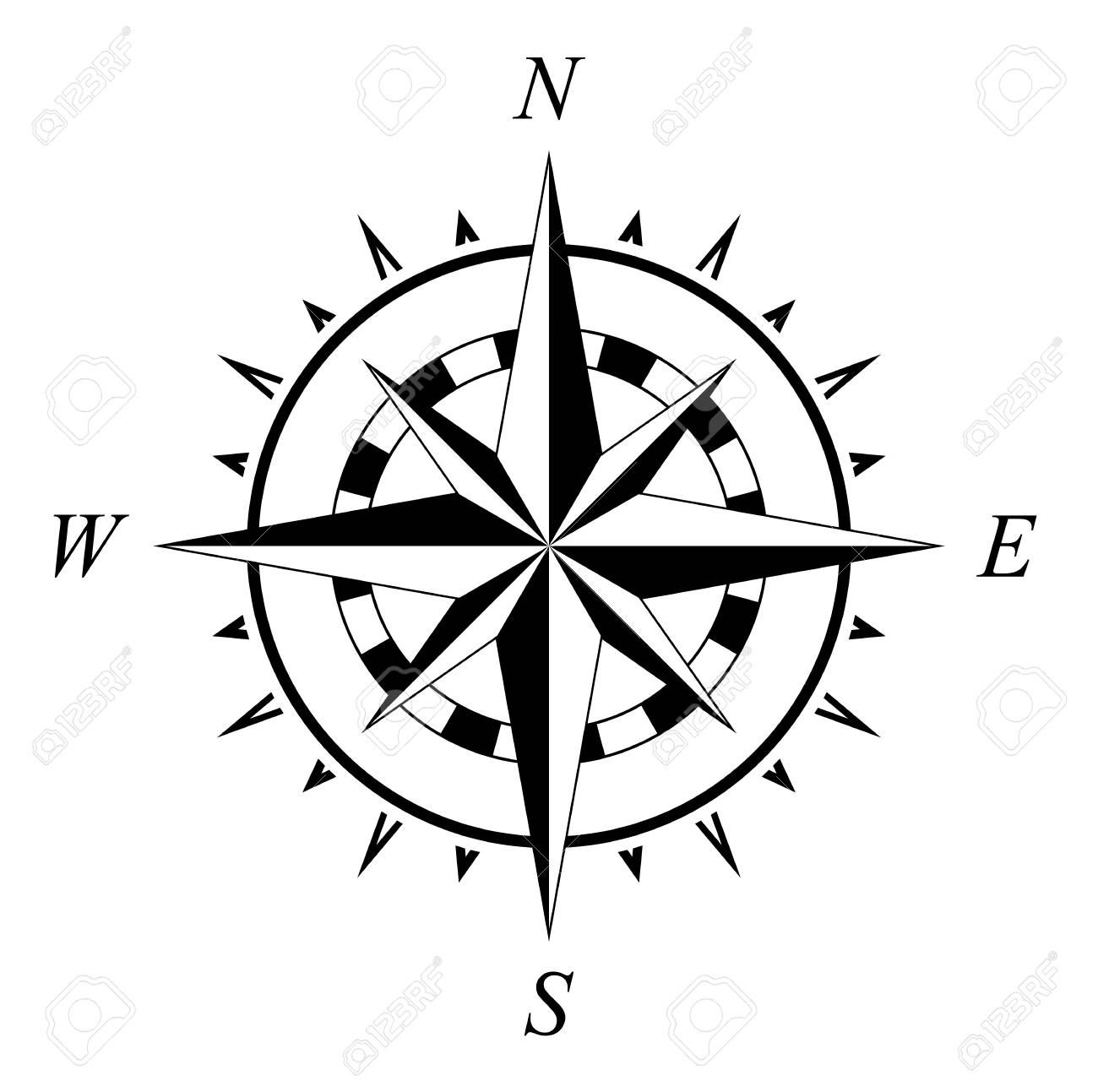 Compass rose marine navigation illustration isolated on white...